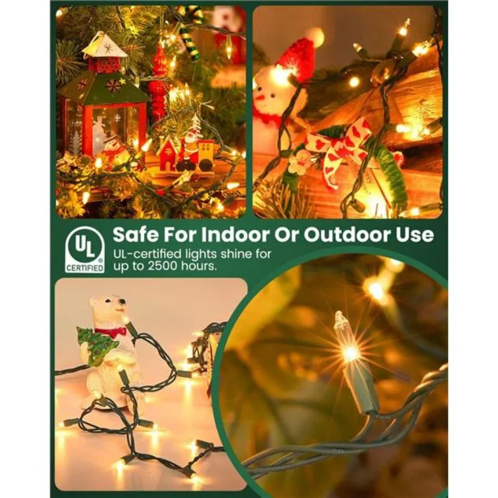 Indoor Christmas String Lights 100 Count Mini Lights Warm White Tree Garland Par